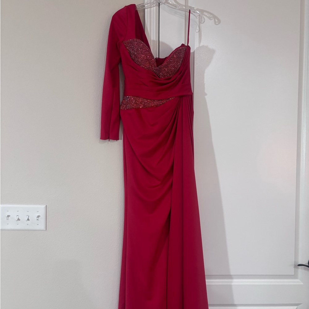 Jovani One Shoulder Red Gown